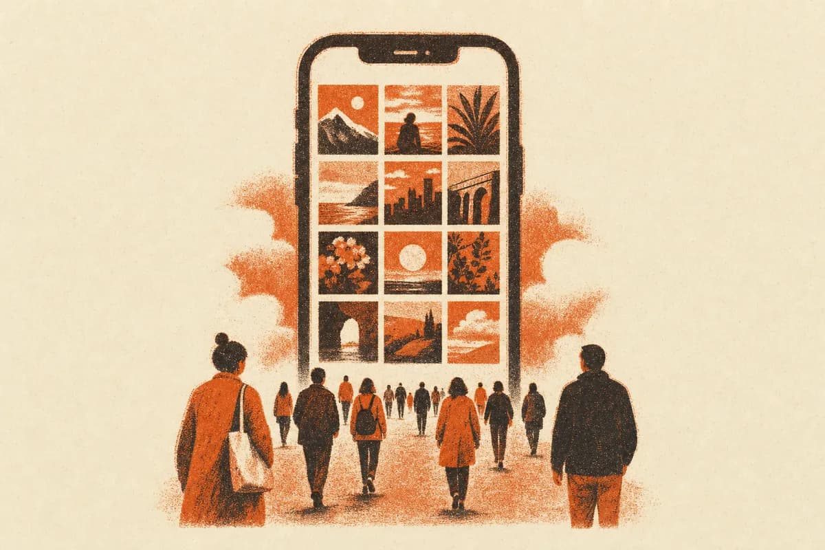 Ilustração: calendário e uma esteira levando seguidores ao perfil todos os dias
